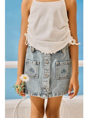 Marvy Molly Nakış Detaylı Denim Etek