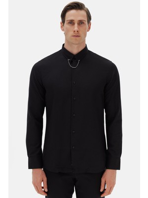Twn Slim Fit Siyah Çizgili Gömlek