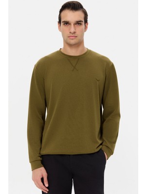 D'S Damat Ds Damat Regular Fit Haki Düz Sweatshirt