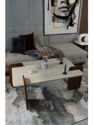 Bamosa Norex Traverten Dokulu Oval Orta Sehpa – 104*54CM Minimal Modern Tasarım