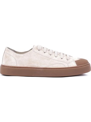 Shoetyle - Hakiki Deri Bej Rengi Erkek Sneaker - 666-03-80
