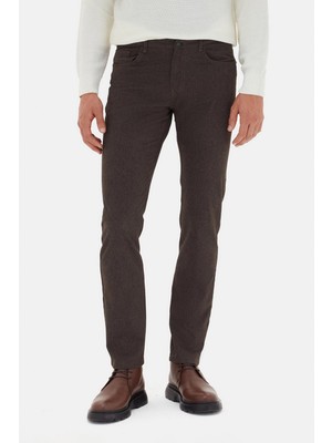 Twn Super Slim Fit Kahverengi Armürlü Chino Pantolon