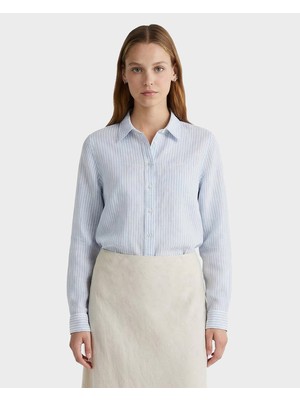 Gant Kadın Mavi Regular Fit Çizgili Gömlek 4300621.455