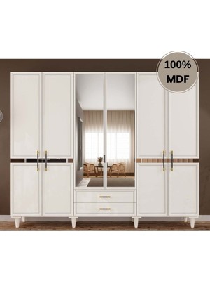 Comiet Kardelen 6 Kapak Mdf Ayaklı Tasarım Gardırop