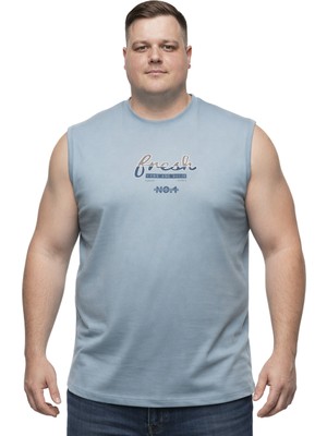 Battal Moda Battalmoda Erkek Büyük Beden Prada Mavisi Sıfır Kol Fresh Tişört 3xl-4xl-5xl-6xl