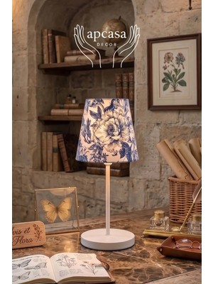 Apcasa Decor Vintage Çiçek Desenli Mini Abajur Masa Lambası