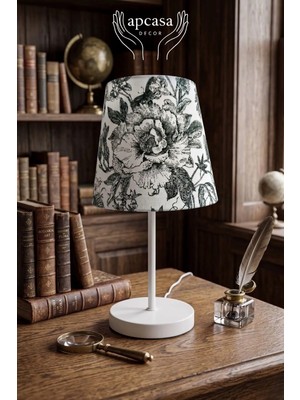 Apcasa Decor Vintage Çiçek Desenli Mini Abajur Masa Lambası