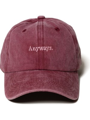 Nome Studio Nakışlı Bordo Şapka Anyways Minimal Streetwear ve Açık Pembe Yazı Nakışlı Pamuklu Şapka