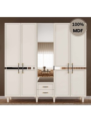 Comiet Kardelen 5 Kapak Mdf Ayaklı Tasarım Gardırop