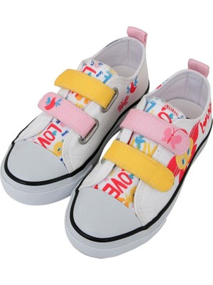 Dogo Unisex Çocuk Vegan Cırt Cırtlı Beyaz Sneakers - Warner Bros Looney Tunes Love Tweety Tasarım