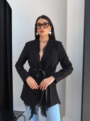 Esra Helvacı Dantel Detay Tasarım Blazer Ceket