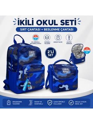 Coral High Lacivert Saks Sırt Çantası 23689+THERMO Beslenme Çantası 22789