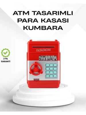 Herşey Trend Herşeytrend Kırmızı Şifreli Atm Kasa Para Yutan Kumbara