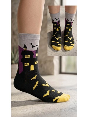 Neşeli Çoraplar Cadı Evi Renkli Unisex Çorap