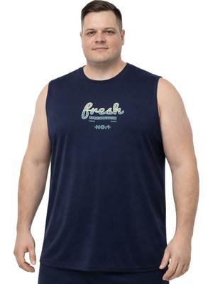 Battal Moda Battalmoda Erkek Büyük Beden Lacivert Sıfır Kol Fresh Tişört 3xl-4xl-5xl-6xl