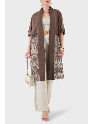 Viadante Via Dante % 100 Keten Dantel Detaylı Kimono Ceket Bayan Ceket 6909330