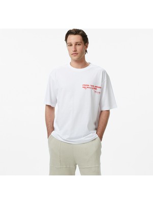 United4 Unıted4 Regular Fit Erkek Beyaz T-Shirt.beyaz