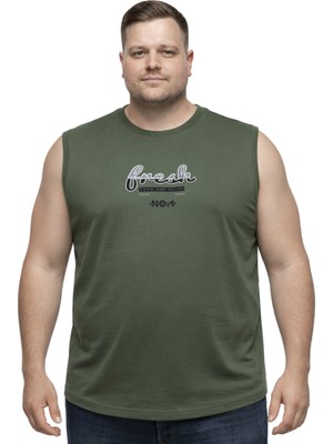 Battal Moda Battalmoda Erkek Büyük Beden Haki Sıfır Kol Fresh Tişört 3xl-4xl-5xl-6xl