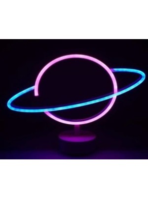 Marsilyan Neon Işıklı Satürn Lamba Pil+Usb