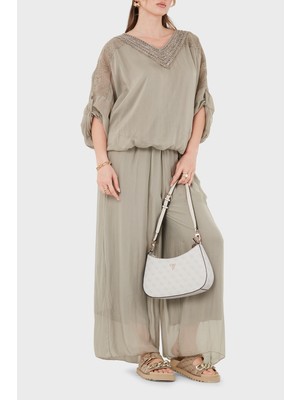 Viadante Via Dante Ipek Karışımlı Relaxed Fit Dökümlü Bol Paça Pantolon Bayan Pantolon 690O15
