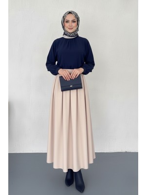 Maimoda Tesettür Pileli  Maxi Boy Kloş Etek