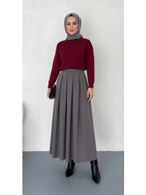 Maimoda Tesettür Pileli  Maxi Boy Kloş Etek