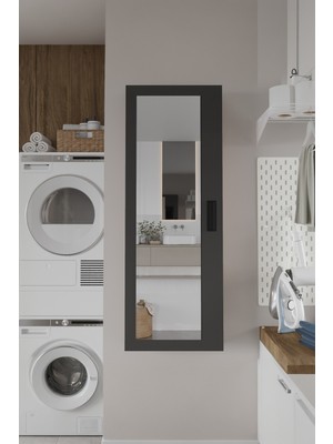 Yurupa Luna 4 Raflı  Sürgülü Aynalı  Banyo Dolabı  Çok Amaçlı Dolap Antrasit Lun1-An