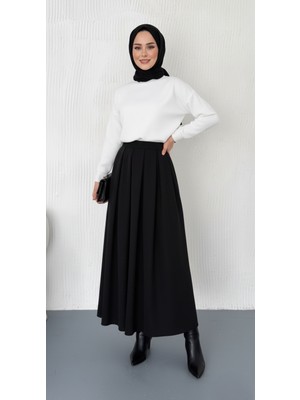 Maimoda Tesettür Pileli  Maxi Boy Kloş Etek