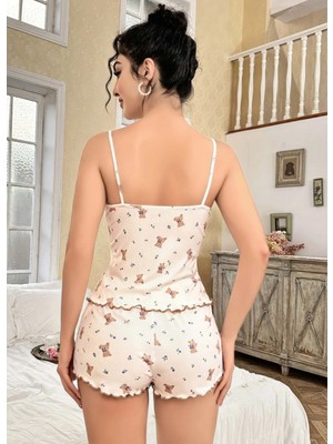 Marsilyan Kadın Ayıcık Desenli Şortlu Pijama Takım 5179