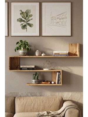 Yurudesign Shelf R10 Modern Duvar Rafı Kitaplık Atlantik Çam Yonga Levha 120 cm Genişlik WL10-A