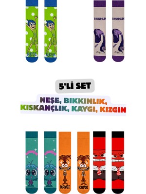 Neşeli Çoraplar 5'li Duygular Kutulu Renkli Unisex Çorap Seti