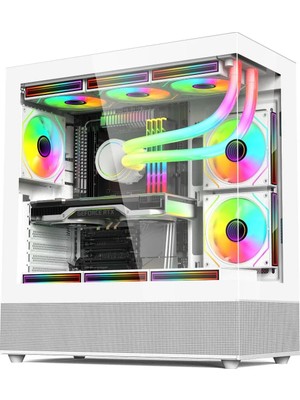 Gametech Phantom 6X120MM Rgb Fanlı Gamıng Oyuncu Bilgisayar Kasası Beyaz