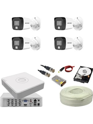 Hikvision 4 Kamerali Gece Renkli 8 Kanal Dvr 500GB HDD