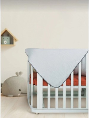 Hafy Baby Organik Pamuk, Çoban Dikiş Detaylı Müslin Battaniye - Gri