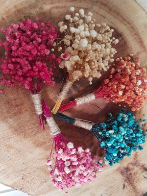 Handmade Rengarenk Gerçek Şoklanmış Cipsodan Damat Yaka Çiçeği, Sağdıç Çiçeği Dekorasyon Çiçek