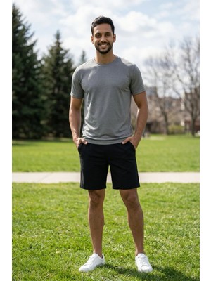 EYDAMOON Erkek Gri Sporcu T-Shirt Hızlı Kuruyan Compression Ter Tutmaz Kumaş