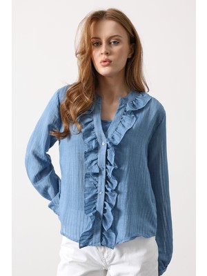 Benevento Clothing Fırfır Detaylı Transparan Gömlek