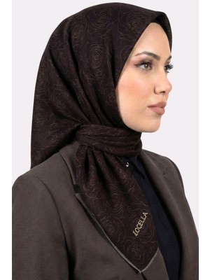 Hadiora Locella Kadın Acı Kahve Gül Desenli Organik Pamuk Soft Eşarp