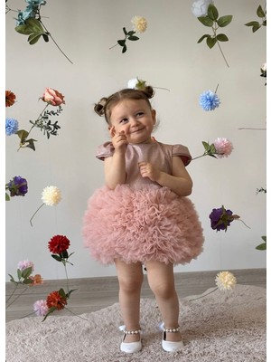 Butik Kız Bebek - Çocuk Özel Gün Parti Doğumgünü Düğün Elbisesi Tütü Detaylıı