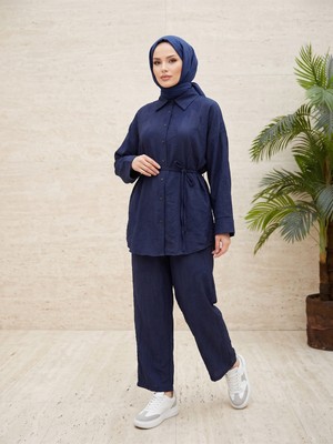 Miostil Takma Manşet Pantolonlu Takım-Lacivert