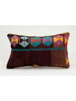 Kilim Wholesale El Yapımı Eski Kilimden Yapılmış Vintage Kırlent Kılıfı, Yün, 30X50 cm