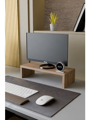 Alpa Ev Mobilya Ergonomik Masaüstü Monitör Yükseltici ve Klavye Saklama Standı - Masa Üstü Düzenleyici Raf 45X20X11 cm