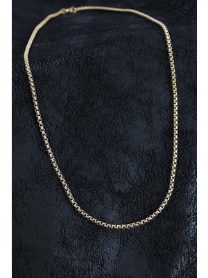 Uravas Store 316L Çelik Örme Zincir Model Gold Renk Erkek Kolye