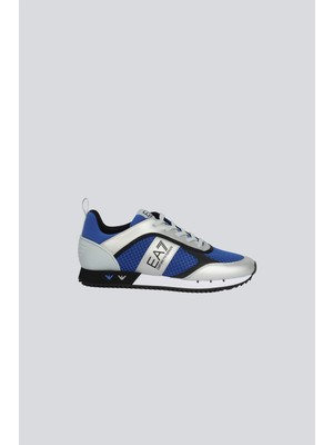 EA7 Erkek Nefes Alabilen File Detaylı Rahat Taban Kartal Logo Motifli Mavi-Gri Sneaker 7X000334 AF18610-MZ585