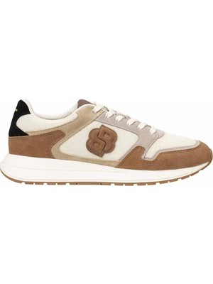 Boss Erkek Monogram Logolu Nefes Alabilen Tasarımlı Deri Kahverengi Sneaker 50554612-281