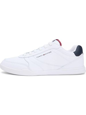 Tommy Hilfiger Erkek Logo Etiketli Dikiş Detaylı Deri Beyaz Sneaker FM0FM05827-YBS