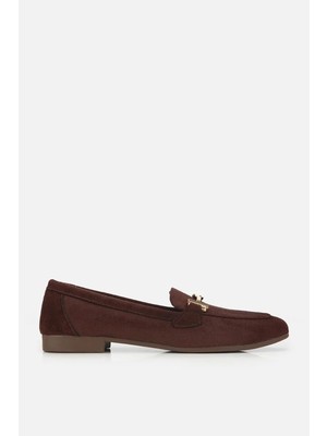 Yaya By Hotiç Kadın Kahverengi Süet Gold Tokalı Loafer