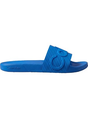 Calvin Klein Erkek Logo Desenli Düz ve Rahat Taban Mavi Terlik HM0HM02113-CGN