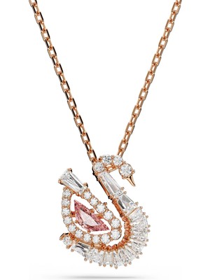 Swarovski Swan Kolye Karişik Kesim Kuğu Pembe Std