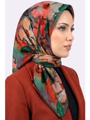 Hadiora Zer Kadın Kiremit Mercan Renkli Organik Pamuk Soft Eşarp